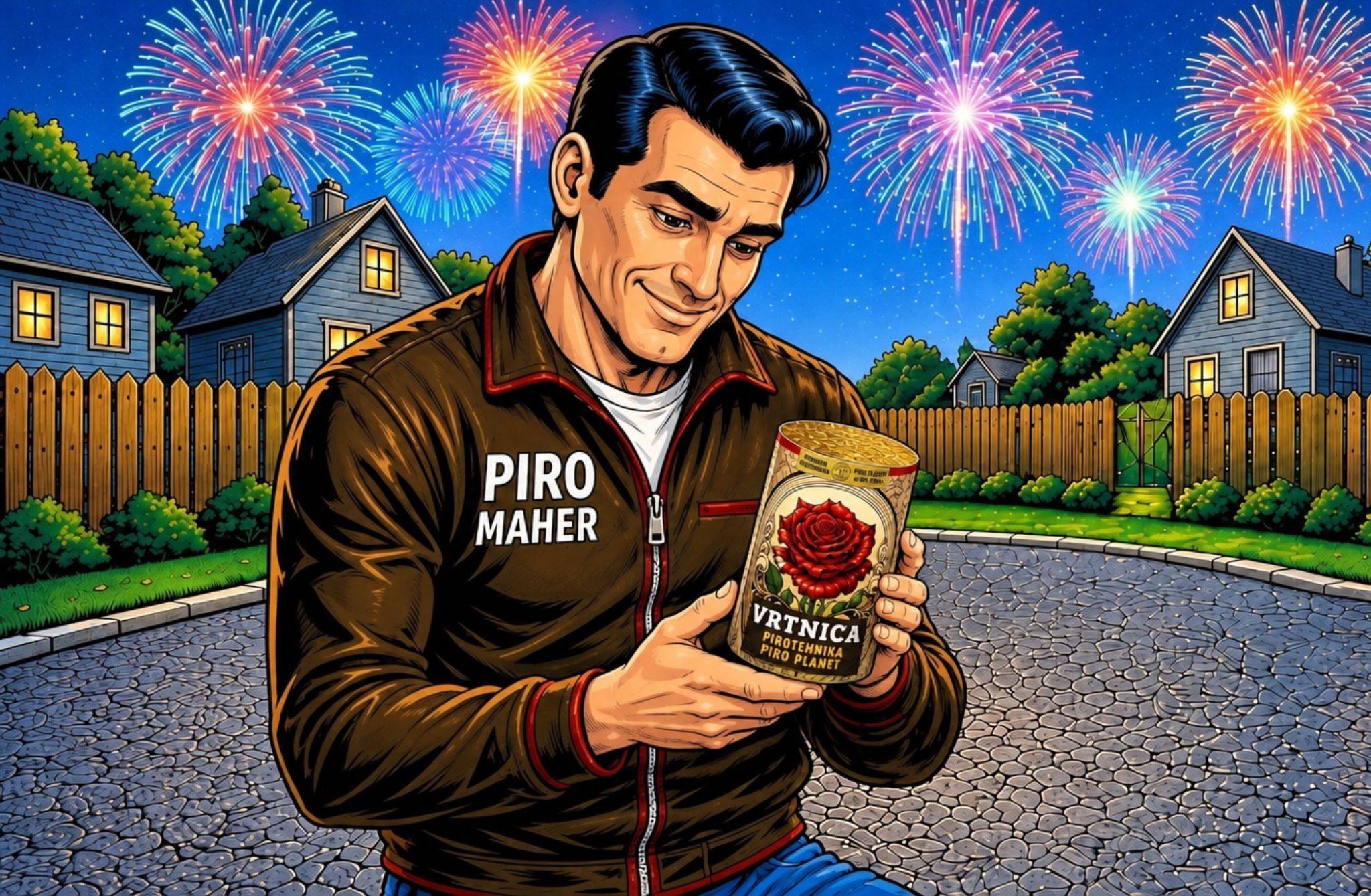 Piro Maher bere navodila na fontani
